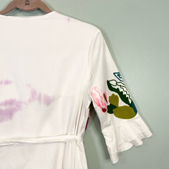 Almatrichi Womens Colorful Embroidery Floral Surplice Wrap-Around Dress Size 10 - Picture 8 of 16